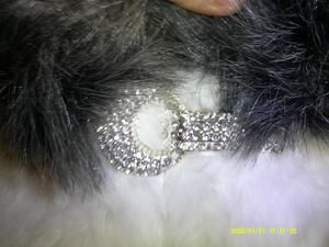 La Pricesse Faux Fur Vintage White Gray Coat/Jacket with Rhinestones 1960